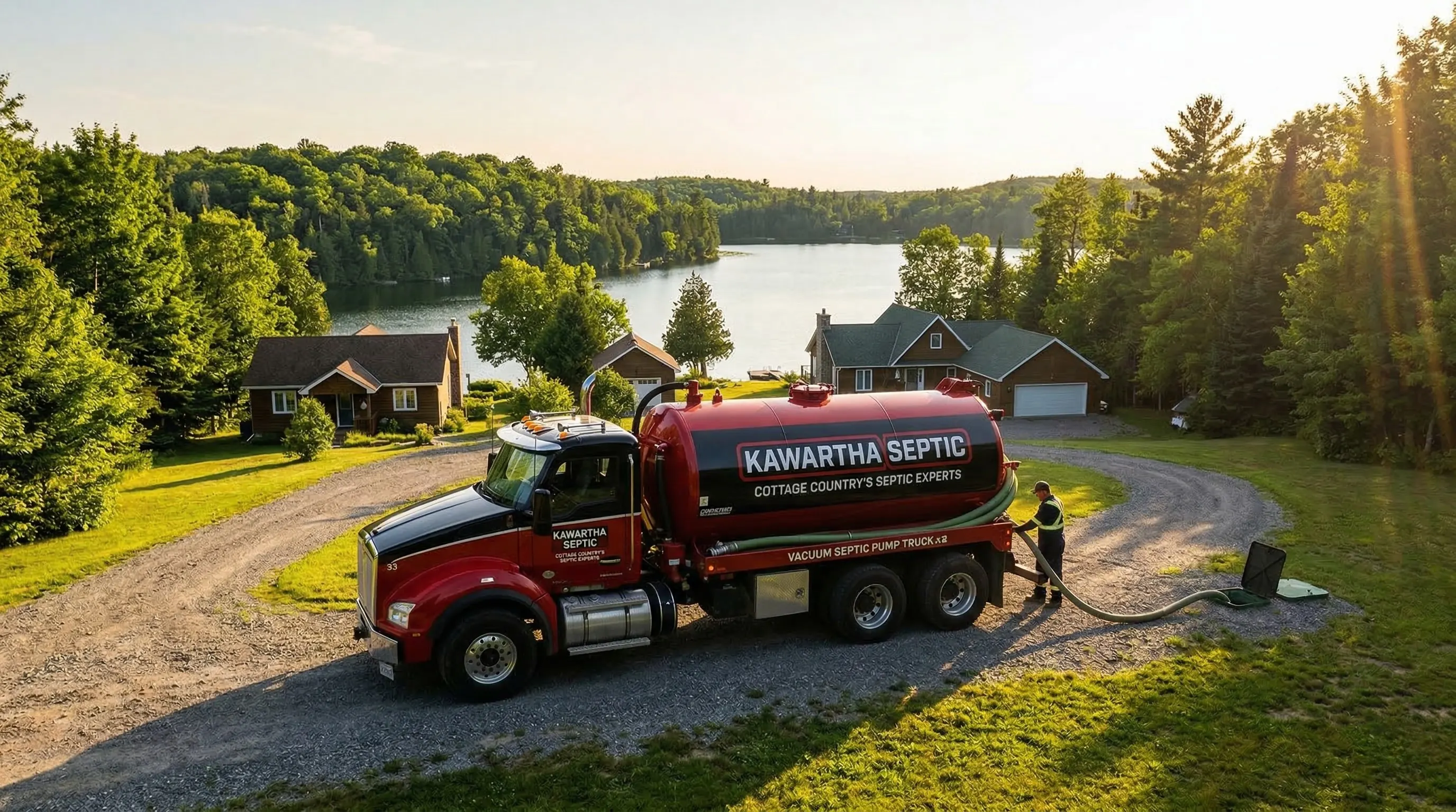 Kawartha Septic truck at cottage property