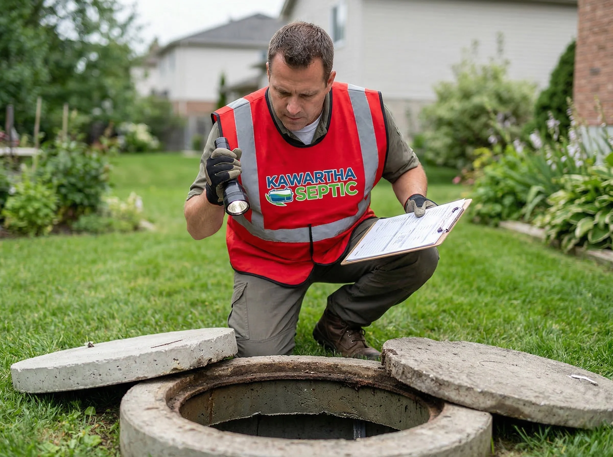 Kawartha Septic technician inspecting